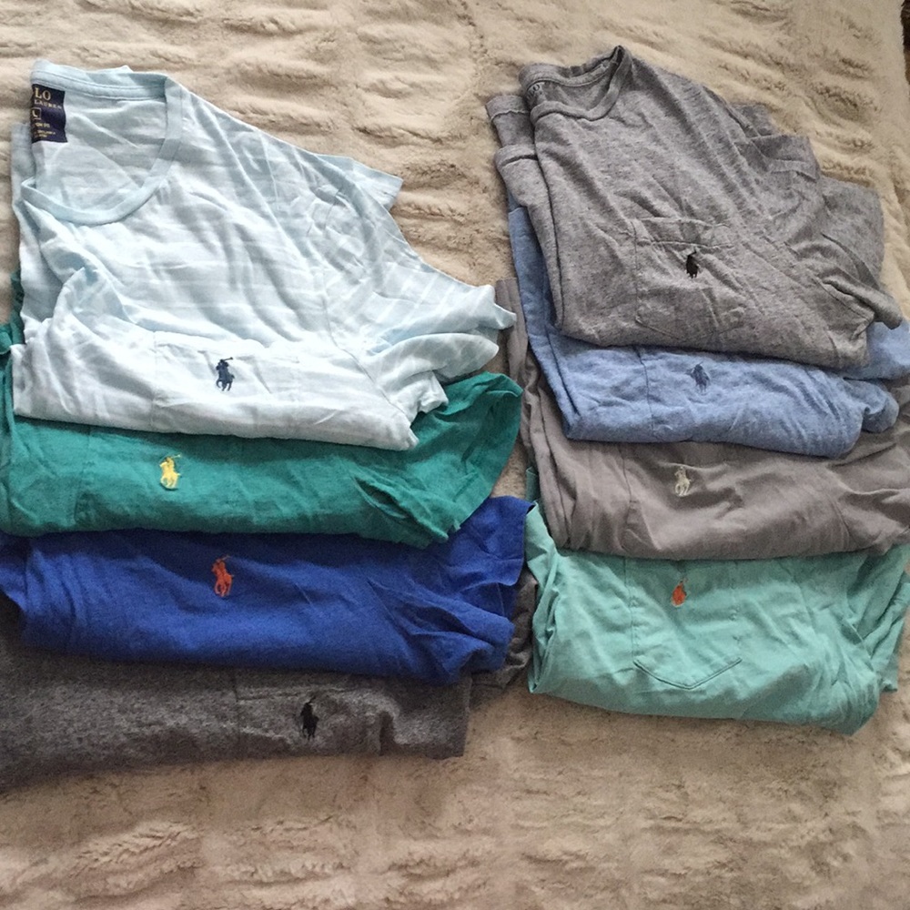 7 Polo Ralph Lauren Tees w pockets, 1 wo pockets